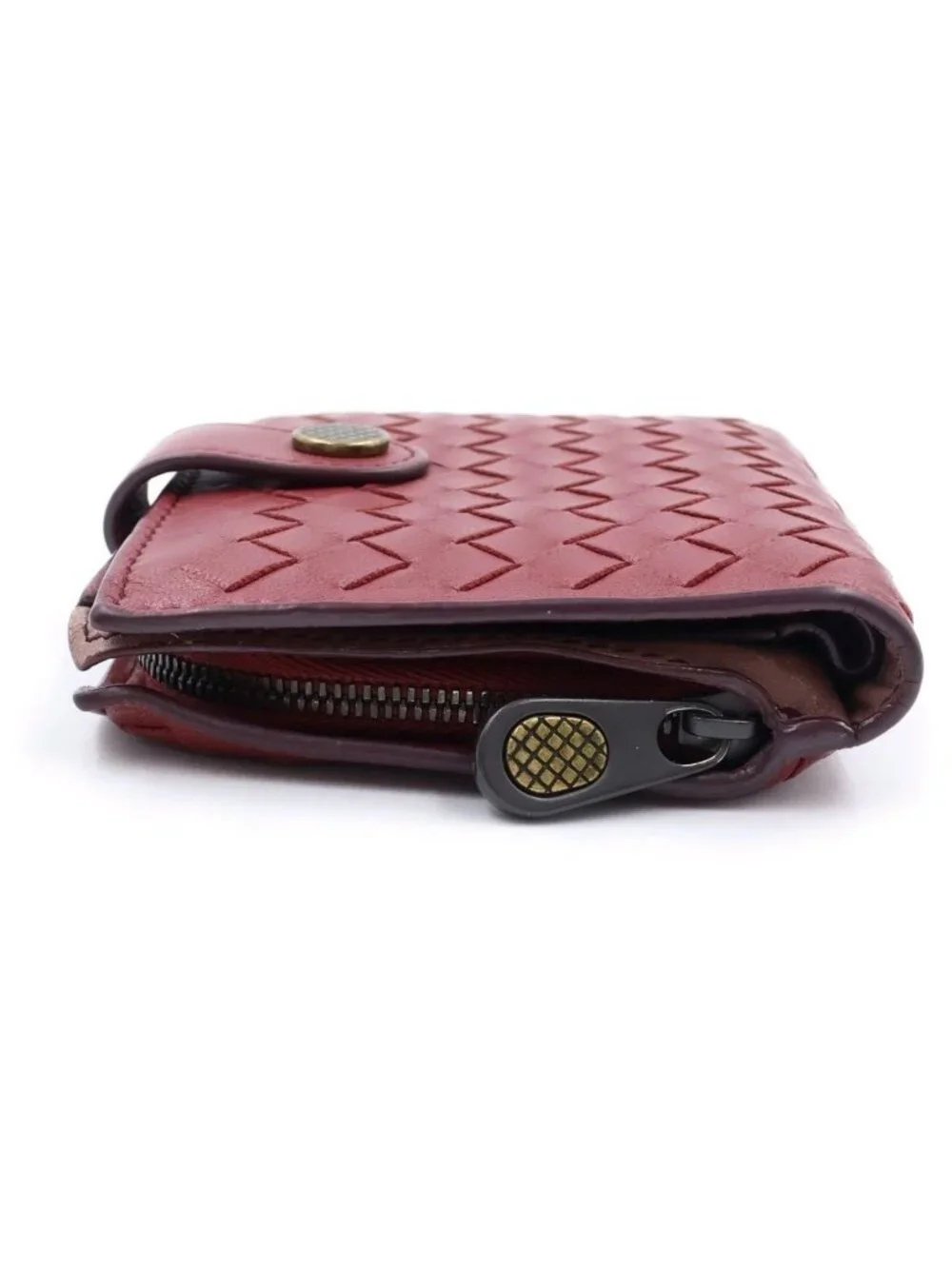 Bottega Veneta Intrecciato Leather Wallet Bifold Coin Purse Bordeaux